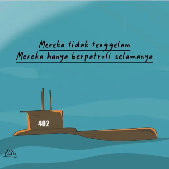 Sketsa KRI Nanggala 402 yang diunggah Cathy Sharon. (Foto: Instagram @cathysharon)