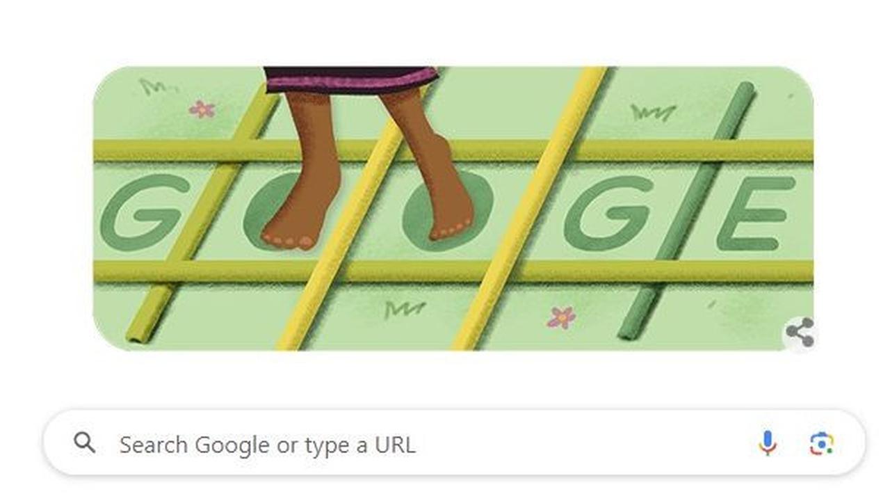 Pada hari ini di mesin pencari Google terdapat sebuah ilustrasi sebuah kaki manusia dengan beberapa batang bambu di sela-selanya.<br>