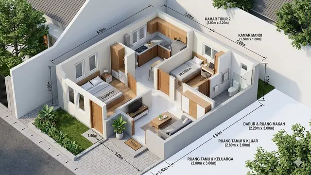 Denah Rumah Minimalis Dua Kamar