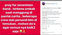 Unggahan Rian d'Masiv terkait hilangnya band Seventeen lantaran tsunami Anyer. (Instagram/Rian Ekky Pradipta)