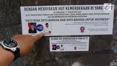 Warga Sriwedari, Bagus, mengatakan stiker ini ditempelkan oleh orang yang tidak dikenal pada Jumat malam, 4 Agustus 2017.
