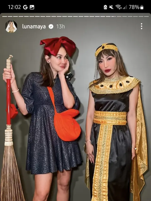 Kostum Halloween 2023 Luna Maya dan Ayu Dewi. (Instagram/ lunamaya)