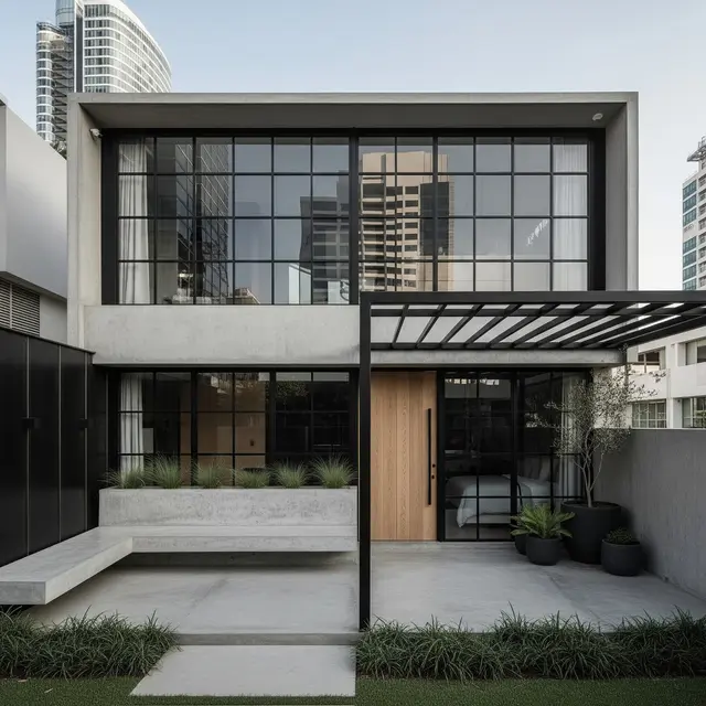 Rumah Kota Minimalis dengan Konsep Industrial Chic