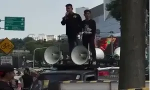 Demo PBRI dekat Bundaran Hotel Indonesia. (Tangkapan layar video).