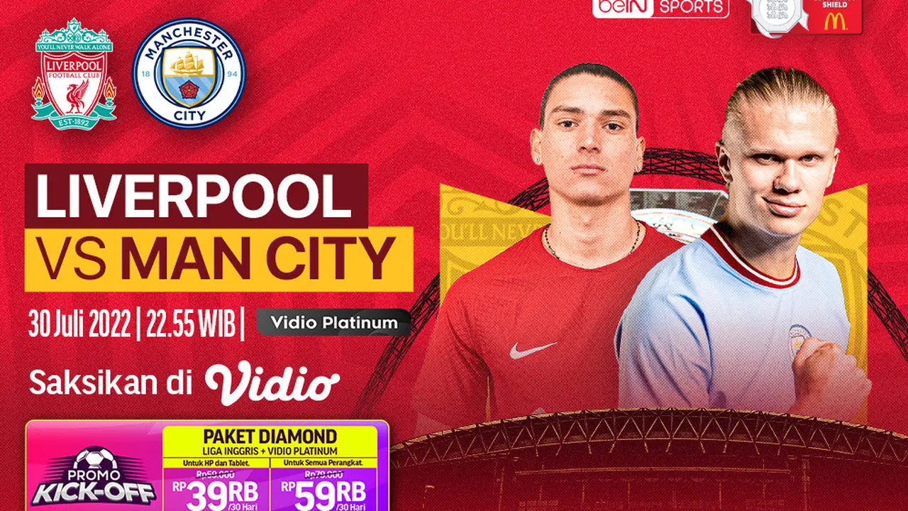 Link Live Streaming Community Shield : Liverpool Vs Manchester City di Vidio, 30 Juli 2022