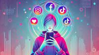 Ilustrasi bermain media sosial (medsos). (Foto by AI)