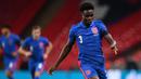 2. Bukayo Saka (19 tahun) - Bukayo Saka tampil apik bersama timnas Inggris pada laga persahabatan dan UEFAN Nations League. Pemain klub Arsenal ini turut menyumbangkan satu asists dari tiga laganya bersama timnas Inggris. (AFP/Ben Stansall/pool)