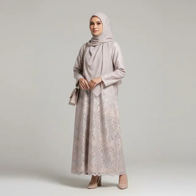 Gamis Brokat Tekstur Mikro