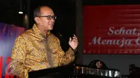 Ketua PB PABBSI Rosan P Roslani memberi sambutan pembuka Rakernas PB PABBSI di Jakarta, Selasa (20/12). Rakernas ditandai dengan pemberian bonus bagi atlet berprestasi dan dibuka Menpora Imam Nahrawi. (Liputan6.com/Helmi Fithriansyah)