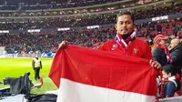 Bayu Eka Sari, penerjemah bahasa pelatih Timnas Indonesia, Luis Milla, berlibur ke Spanyol. (Bola.com/Dok. Pri)