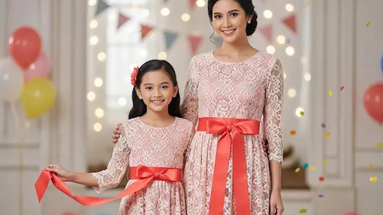 10 Model Baju Brokat Anak Kembaran dengan Ibu untuk Pesta yang Anggun dan Elegan