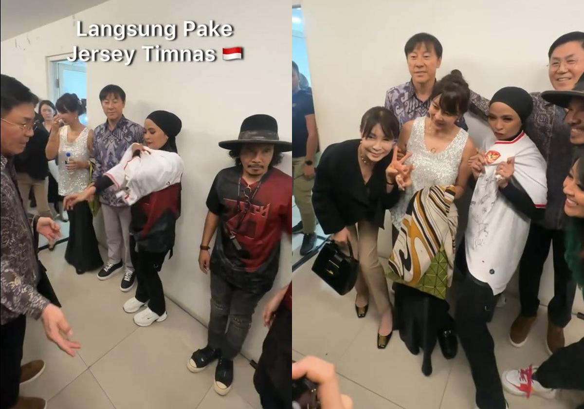 Tantri Kotak Dapat Kaos Shin Tae Young Beserta Tanda Tangan Para Pemain Timnas, Langsung Dipakai