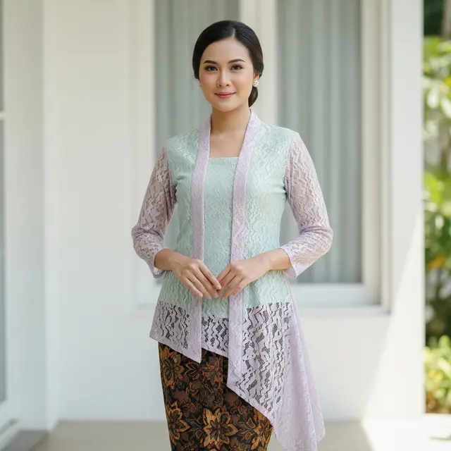 Kebaya Polos Tunik dengan Potongan Asimetris