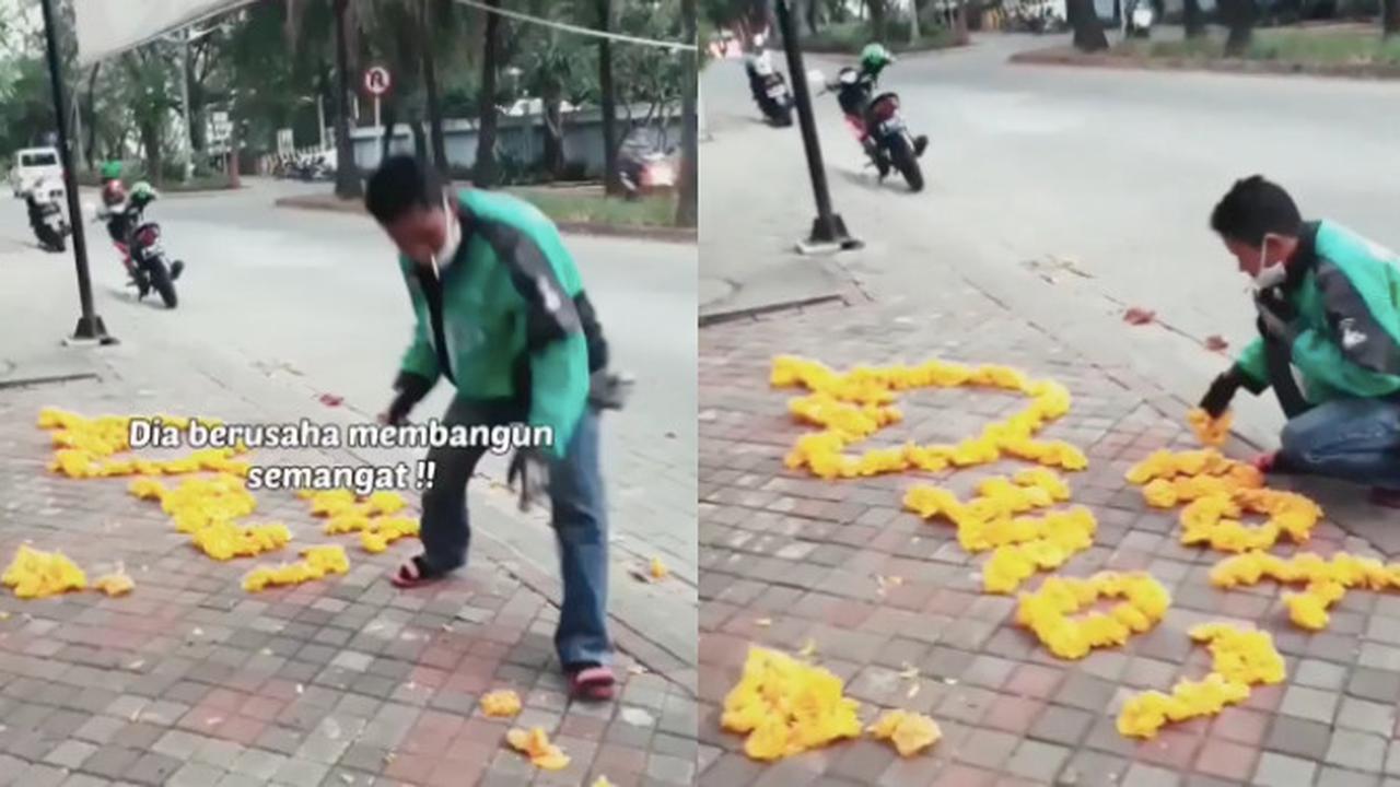 Bangkitkan Semangat Saat Sepi Orderan, Driver Ojol Ini Lakukan Aksi yang Bikin Haru
