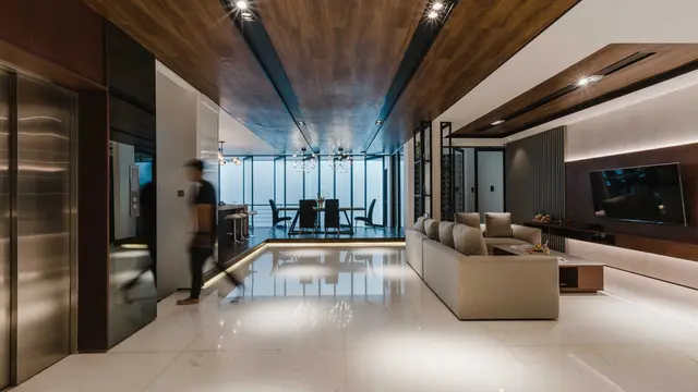 Arsitektur Rumah Mewah Empat Lantai dengan Desain Minimalis Kontemporer
