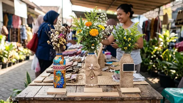 Vas Bunga dari Botol Plastik Bekas/AI Generated