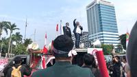 Demo IDI dan Organisasi Profesi Lain Soal Penolakan RUU Kesehatan Omnibus Law Berlangsung Damai. Senin (28/11/2022). Foto: Liputan6.com/Ade Nasihudin.