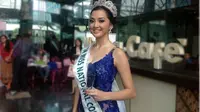 Elfin Pertiwi membawa pulang dua gelar sekaligus sebagai Top 10 Miss International 2014 dan Best National Costume.