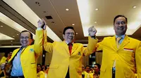 Priyo Budi Santoso, Agung Laksono, dan Agus Gumiwang di Munas Golkar, Ancol, Jakarta Utara. (Liputan6.com/Andrian Martinus Tunay)