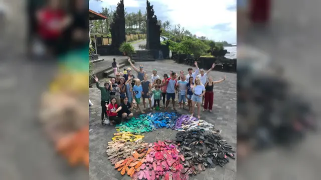 Liina Klaus memiliki ide brilian dalam menanggulangi sampah di pantai Bali, utamanya sampah sandal jepit.