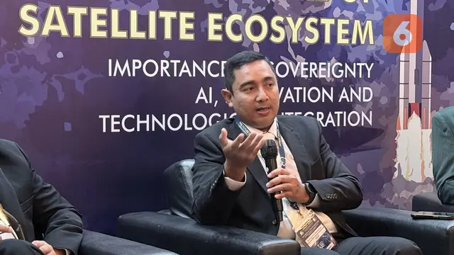 Ketua Umum Asosiasi Satelit Indonesia (ASSI) Risdianto Yuli Hermansyah di ajang Asia Pacific Satellite International Conference (APSAT 2026), Selasa (12/5/2026) di Jakarta. Liputan6.com/Iskandar
