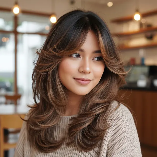 Rambut Wanita Wolf Cut Panjang (Gemini AI)