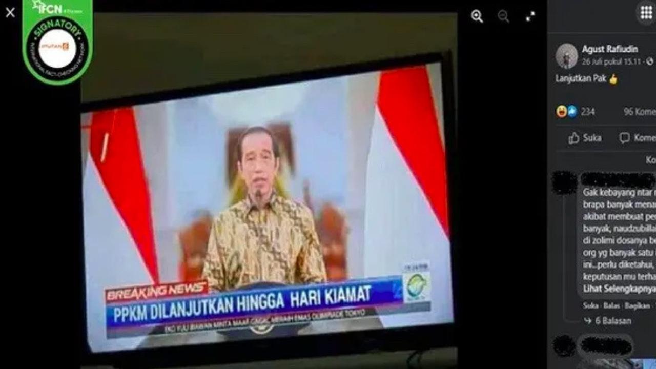 Informasi hoaks soal PPKM (Facebook/Agust Rafiudin)