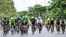 Sejumlah pesepeda melaju saat sesi group ride road to Gran Fondo New York (GFNY) Bali 2023 di kawasan Pantai Indah Kapuk (PIK 2), Jakarta, Minggu (29/1/2023). (Dok.GFNY Bali)