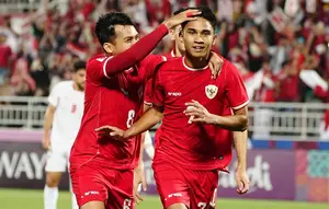 Marselino Ferdinan mencetak gol untuk Timnas Indonesia U-23 ke gawang Timnas Yordania U-23 di Piala Asia U-23 2024. (Bola.com/Dok.PSSI).