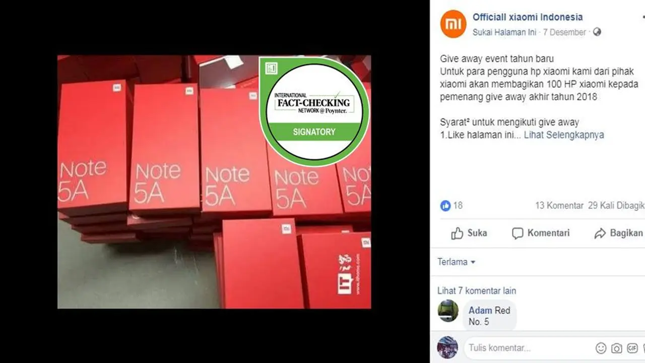[Cek Fakta] Hoaks Xiaomi Bagikan 100 Smartphone di Akhir Tahun