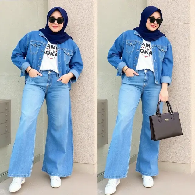 outfit denim hijabers (ilustrasi by qwen.ai)
