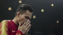 Bek Indonesia, Rezaldi Hehanussa, berdoa sebelum melawan Chinese Taipei pada laga Grup A Asian Games di Stadion Patriot, Bekasi, Minggu (12/8/2018). Indonesia menang 4-0 atas Chinese Taipei. (Bola.com/Vitalis Yogi Trisna)