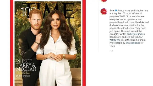 Meghan Markle - Pangeran Harry di sampul majalah Time. (Instagram/@time , Foto: Pari Dukovic/ @paridukovic)