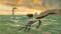 Lukisan plesiosaurs yang digambarkan oleh Heinrich Harder pada tahun 1916 (Public Domain)