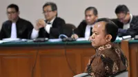 Terdakwa dugaan gratifikasi terkait penanganan perkara korupsi bantuan sosial Pemerintahan Provinsi Sumatera Utara, Patrice Rio Capella. (Liputan6..com/Helmi Afandi)