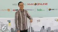 Menteri Perdagangan  Thomas Lembong  saat mengunjungi kantor Liputan6.com di SCTV Tower, Jakarta, Selasa (28/6). (Liputan6.com/Herman Zakharia)