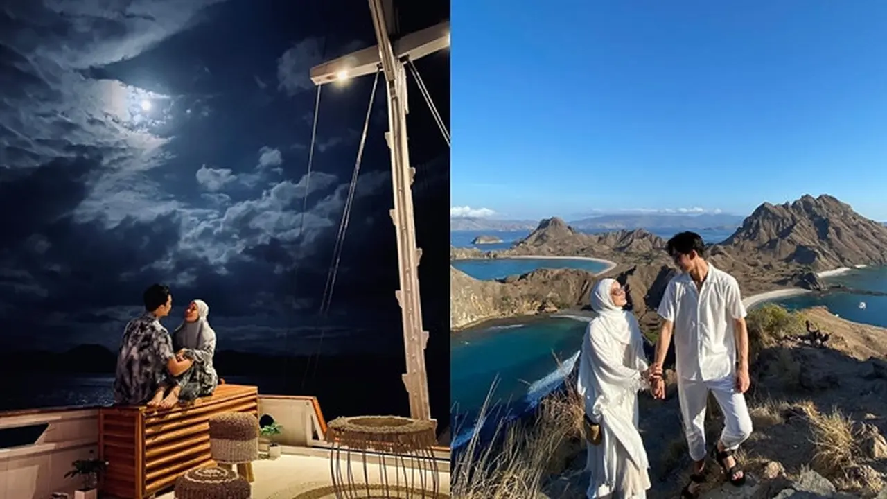 6 Potret Bulan Madu Dinda Hauw dan Rey Mbayang di Labuan Bajo, Romantis