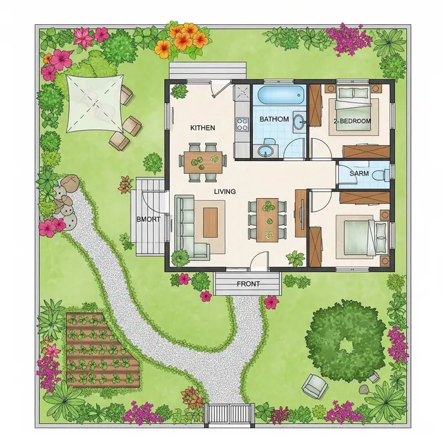 Inspirasi Rumah Kampung Sederhana 2 Kamar dengan Biaya Murah tapi Tetap Terlihat Cantik (Image by Gemini AI)
