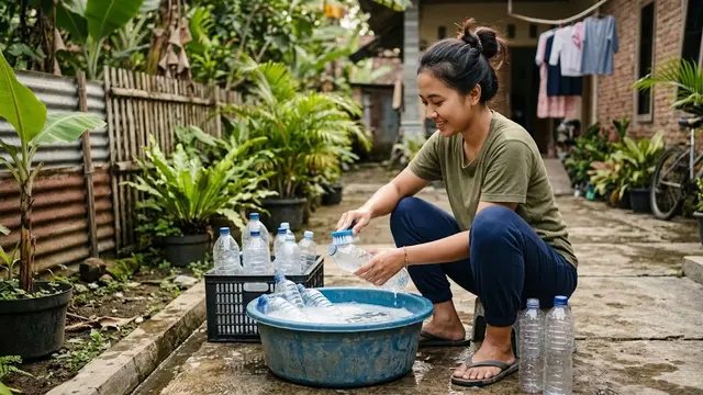 Mencuci Botol Bekas