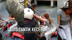 Silvy alami nasib yang buruk karena motornya tercebur di got. Namun gadis tersebut mendapat pertolongan dari banyak pria.