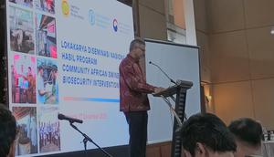 Representatif Indonesia dari Food and Agriculture Organization of the United Nations (FAO), Rajendra Aryal, dalam acara Diseminasi Nasional Program CABI pada Rabu, 17 Desember 2025.