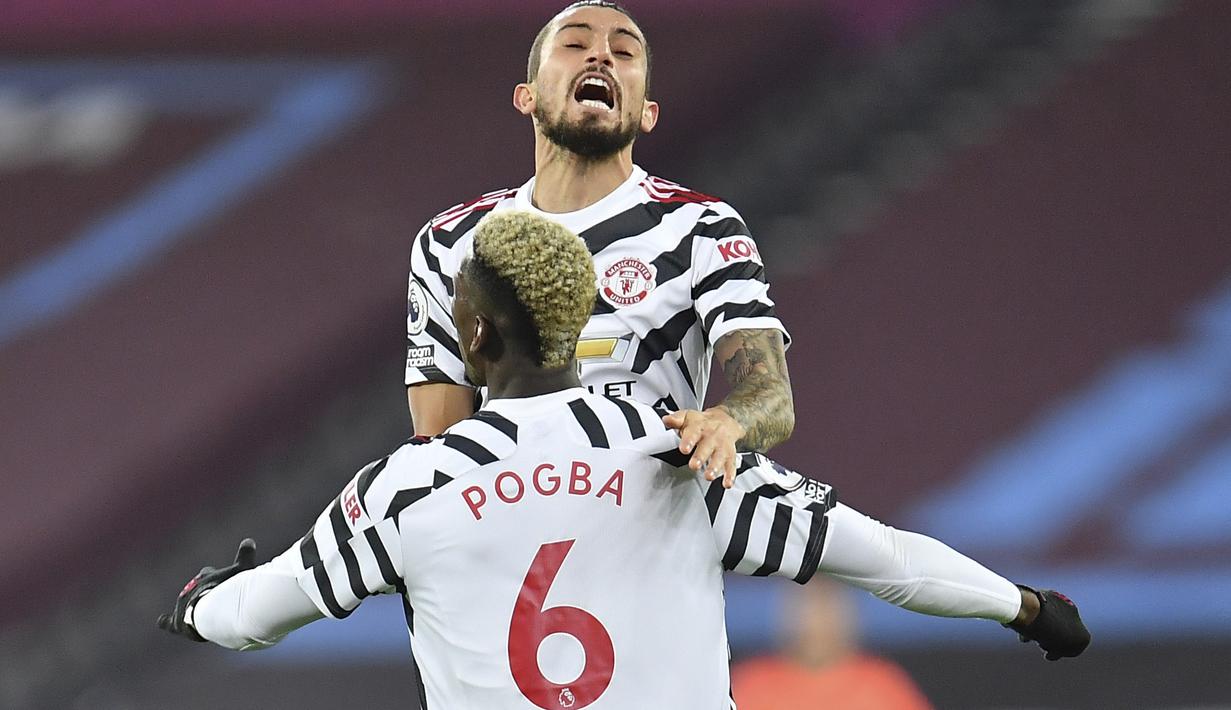 Pogba menunjukkan bahwa ia masih gelandang kelas dunia berkat golnya yang spektakuler melawan West Ham. (Foto: Justin Setterfield/Pool Via AP)