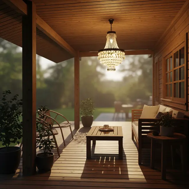 6 Inspirasi Teras Rumah Kayu dengan Lampu Gantung, Buat Suasana Malam Lebih Hangat