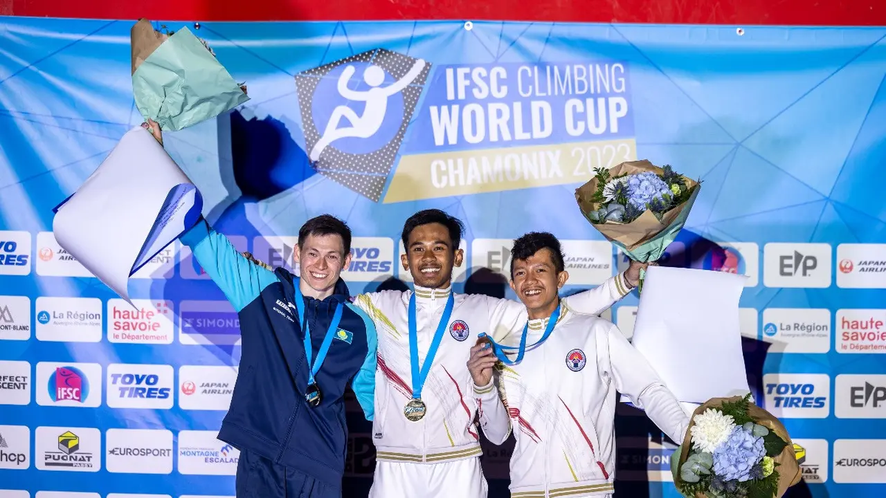 Rahmad Adi Mulyono meraih emas di speed putra Piala Dunia Panjat Tebing 2023 Prancis