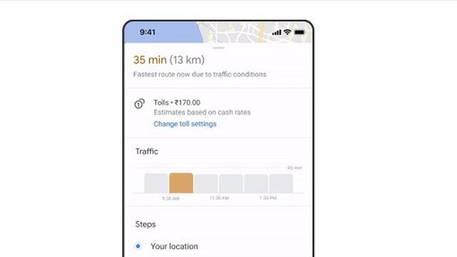 Tampilan tarif tol di Google Maps (Dok. Google)