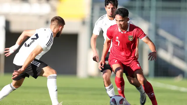 Gelandang Timnas Indonesia, Marselino Ferdinan, ketika melawan Timnas Libya.