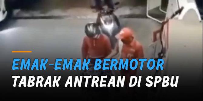 VIDEO: Emak-Emak Bermotor Tabrak Antrean di SPBU, Ini Penyebabnya