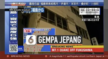 Guncang gempa besar di Fukushima Japang hari Sabtu (13/1) picu longsor. Kekuatan gempa tercatat magnitudo 7,1 yang terasa hingga Tokyo.