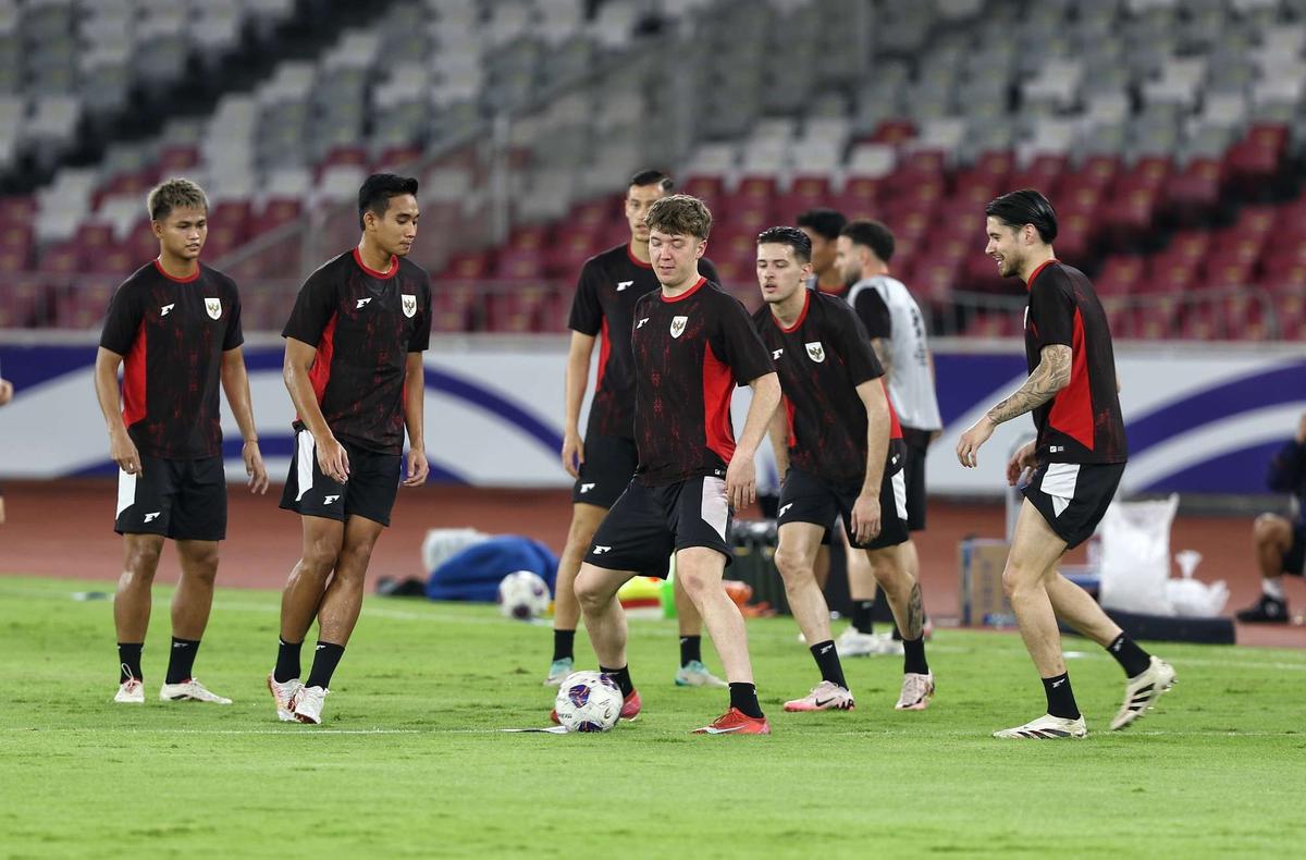 Latihan terakhir Timnas Indonesia sebelum lawan Bahrain
