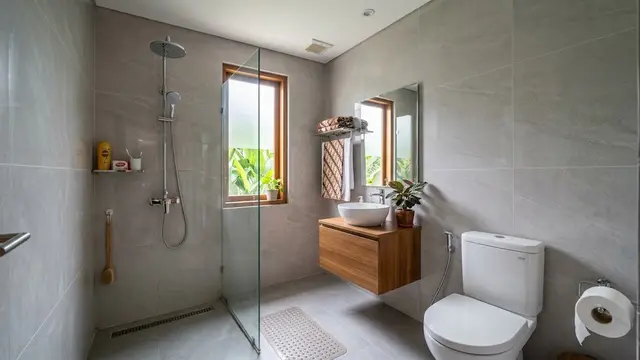Model Kamar Mandi Kecil dengan Shower yang Tetap Terlihat Luas